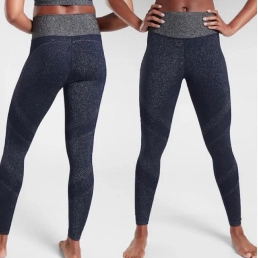 Athleta Sparkle Twilight Metallic Tight Athletic Leggings Navy‎ Blue Size XS